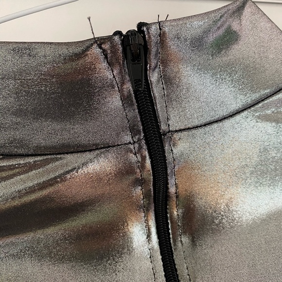 Metallic silver high neck bodysuit - Picture 4 of 7